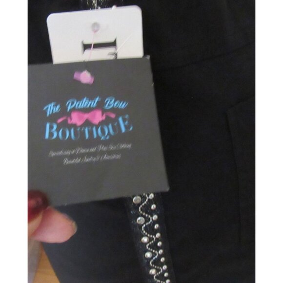 New w Tags, Italian Moda Tie Front Black Skirt W/Studs Sz M - Picture 3 of 5